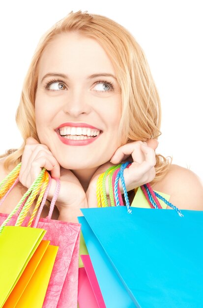 picture of lovely woman with shopping bags