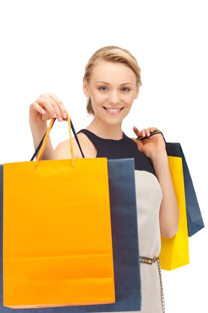 picture of lovely woman with shopping bags