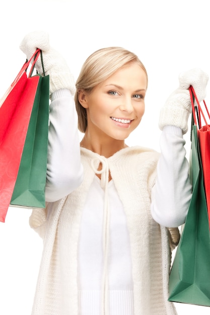 picture of lovely woman with shopping bags