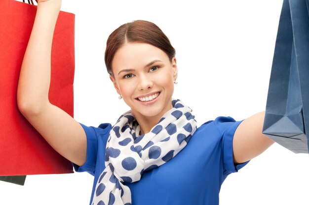 picture of lovely woman with shopping bags