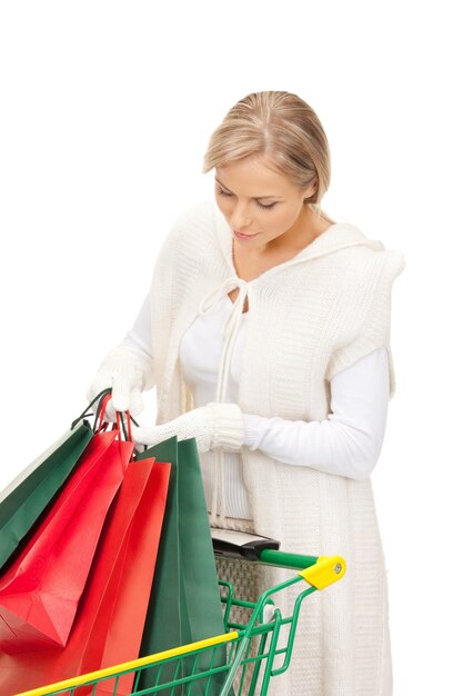 picture of lovely woman with shopping bags