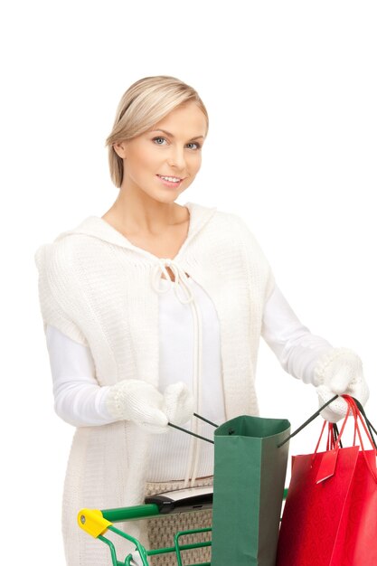 picture of lovely woman with shopping bags