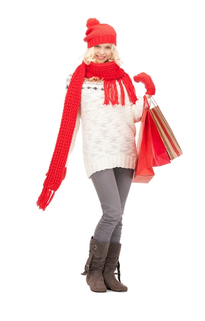 picture of lovely woman with shopping bags