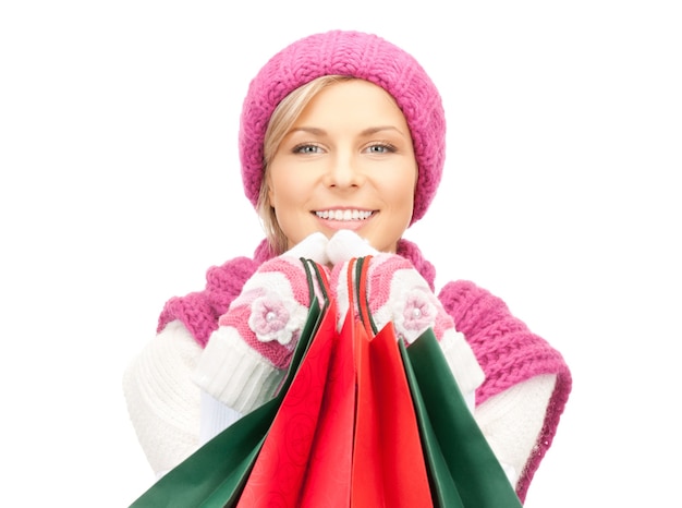 picture of lovely woman with shopping bags