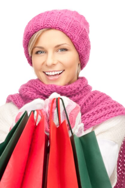 picture of lovely woman with shopping bags