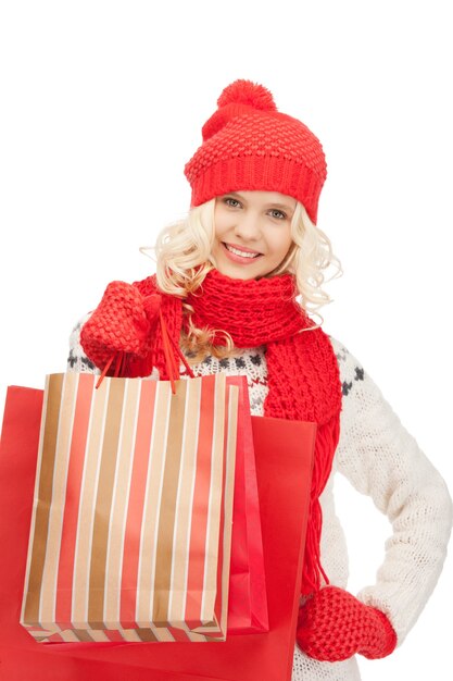 picture of lovely woman with shopping bags