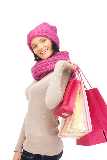 picture of lovely woman with shopping bags