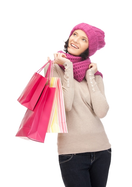 picture of lovely woman with shopping bags