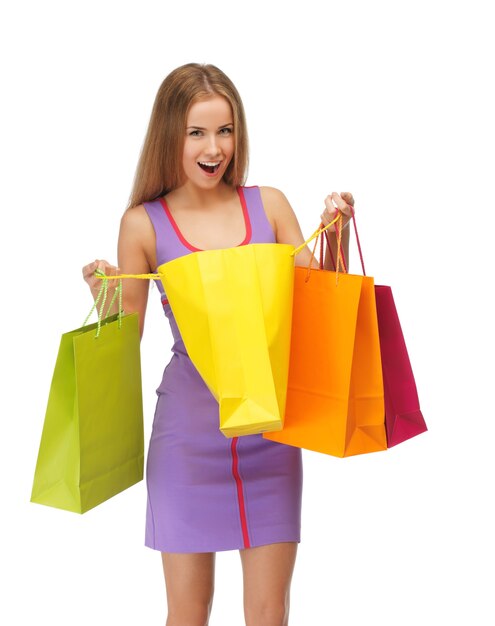 picture of lovely woman with shopping bags.