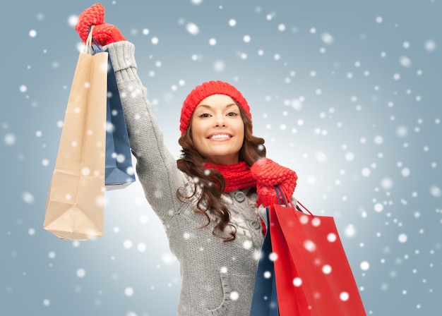 picture of lovely woman with shopping bags