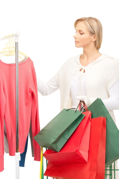 picture of lovely woman with shopping bags