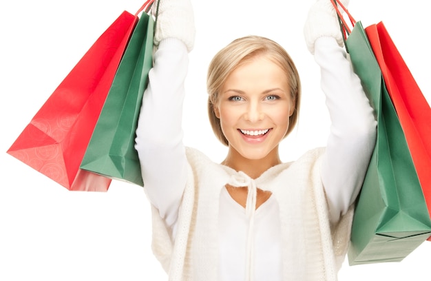 picture of lovely woman with shopping bags