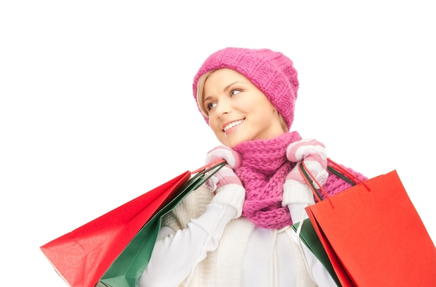 picture of lovely woman with shopping bags