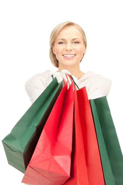 picture of lovely woman with shopping bags