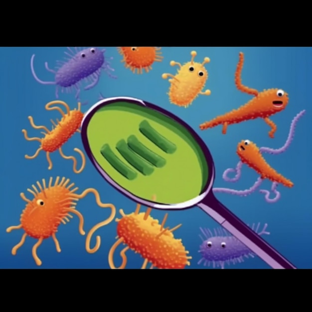 Photo a picture of a magnifying glass with bacteria and bacteria.