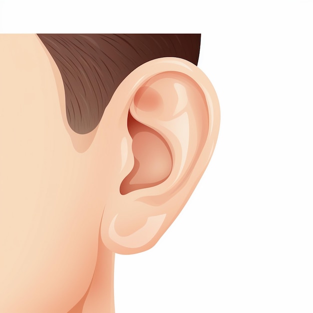 рисунок мужского уха со словами " ухо " на нем.