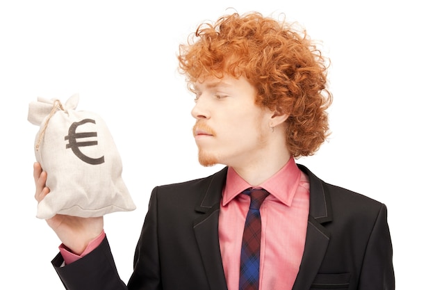 picture of man with euro signed bag