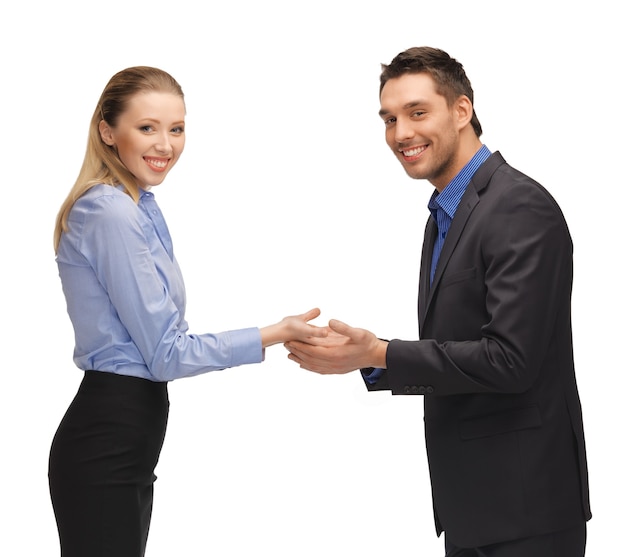 picture of man and woman showing something on the palms.