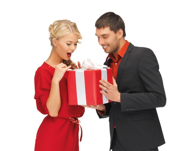 picture of man and woman with present