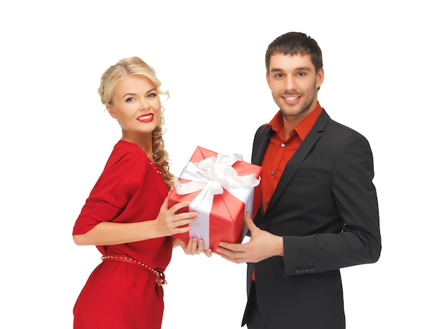 picture of man and woman with present