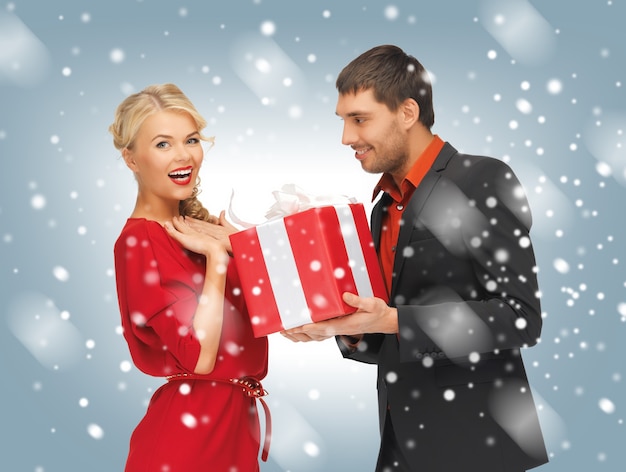 picture of man and woman with present