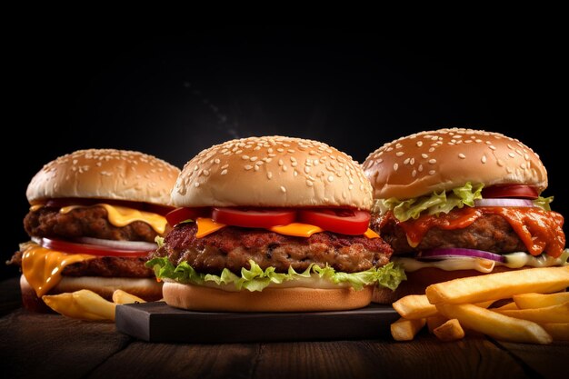 a picture of many different fast food items including hamburgers