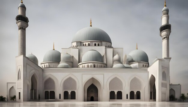 Photo a picture of a mosque with a blue dome and a gold top