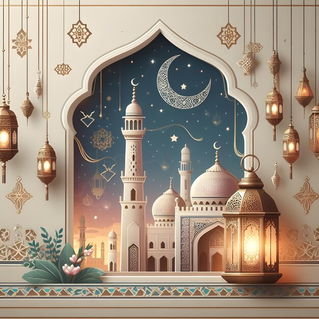 a picture of a mosque with a cat on the wall and a moon in the background