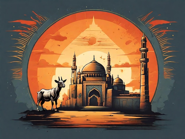 a picture of a mosque with a donkey on it