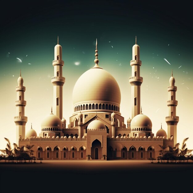 a picture of a mosque with a star and stars in the sky