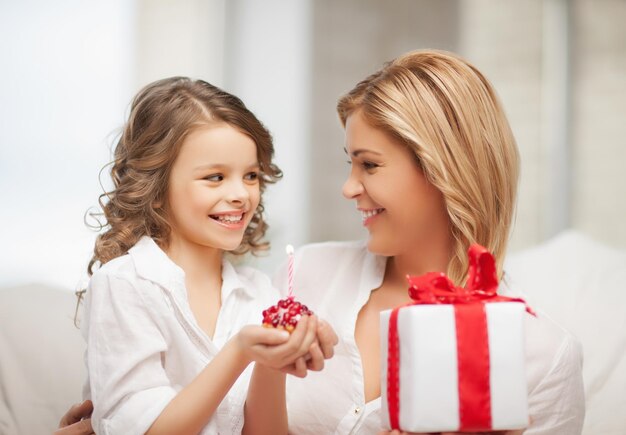 picture of mother and daughter with cupcake