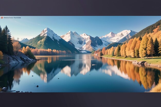 A picture of a mountain lake with a mountain in the background.