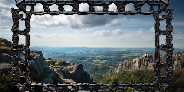 a picture of a mountain and a view of the valley below