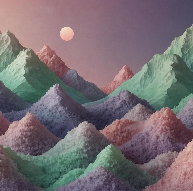 a picture of a mountain with the moon in the background