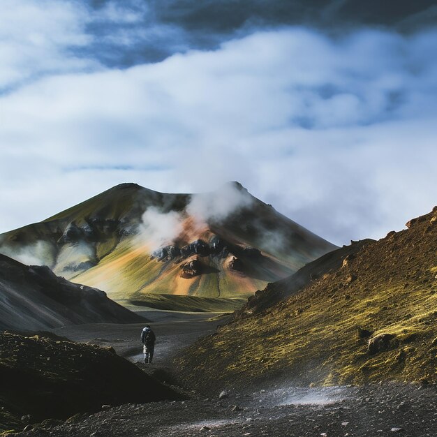 Photo picture of mountain with smoke