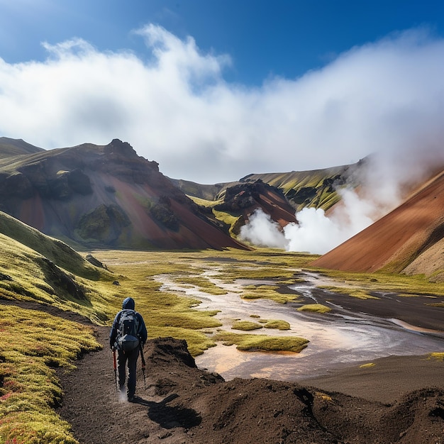 煙のある山の写真