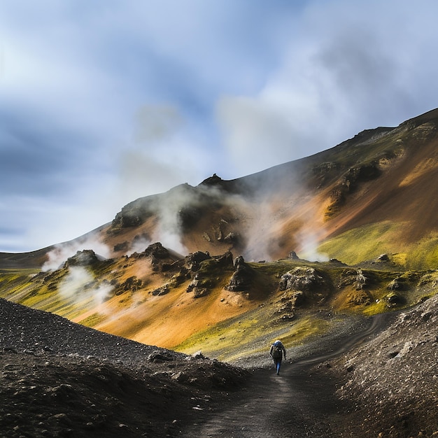 Photo picture of mountain with smoke