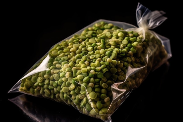 Picture Of Mung Beans In Plastic Bag Generative AI