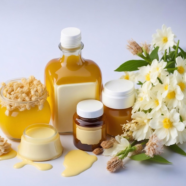 Picture of natural cosmetics milk and honey