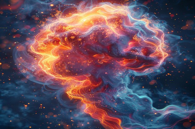 a picture of a nebula that has the word fire on it