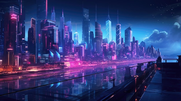 Photo a picture of the neon night time futuristic cyberpunk scifi metropolis aigx