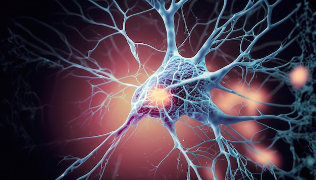 a picture of a neuron with the brain highlighted.