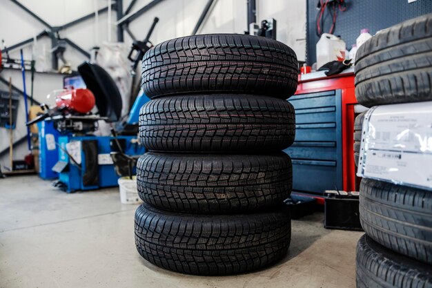 Picture of new tires ready for changing