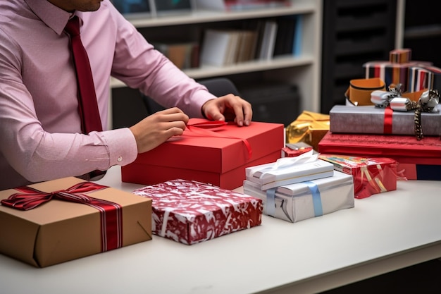 A picture of a non binary person who works in an office opening a presen