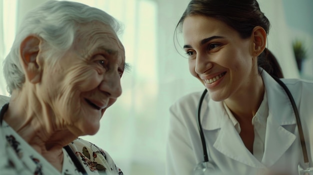 Photo a picture of a nurse and an elderly woman