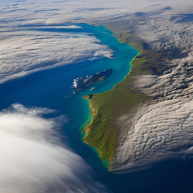 Foto un'immagine dell'oceano e dell'oceano dall'aria.