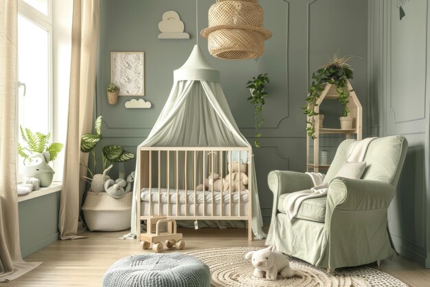 写真 picture of cosy and light baby room interior