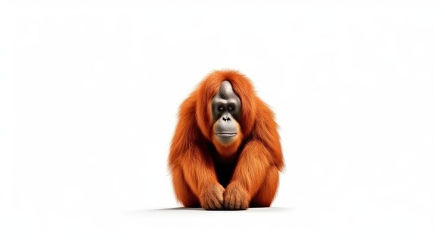 A picture of an orangutan with a white background.