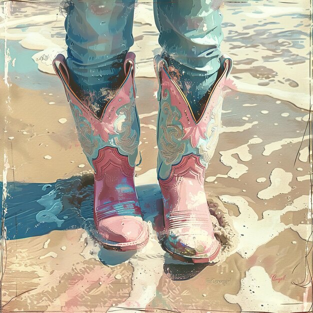 Photo a picture of a pair of boots in the water with the words  the  the  on the bottom