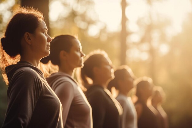 Picture of people exercising outdoors World health day bokeh Generative AI